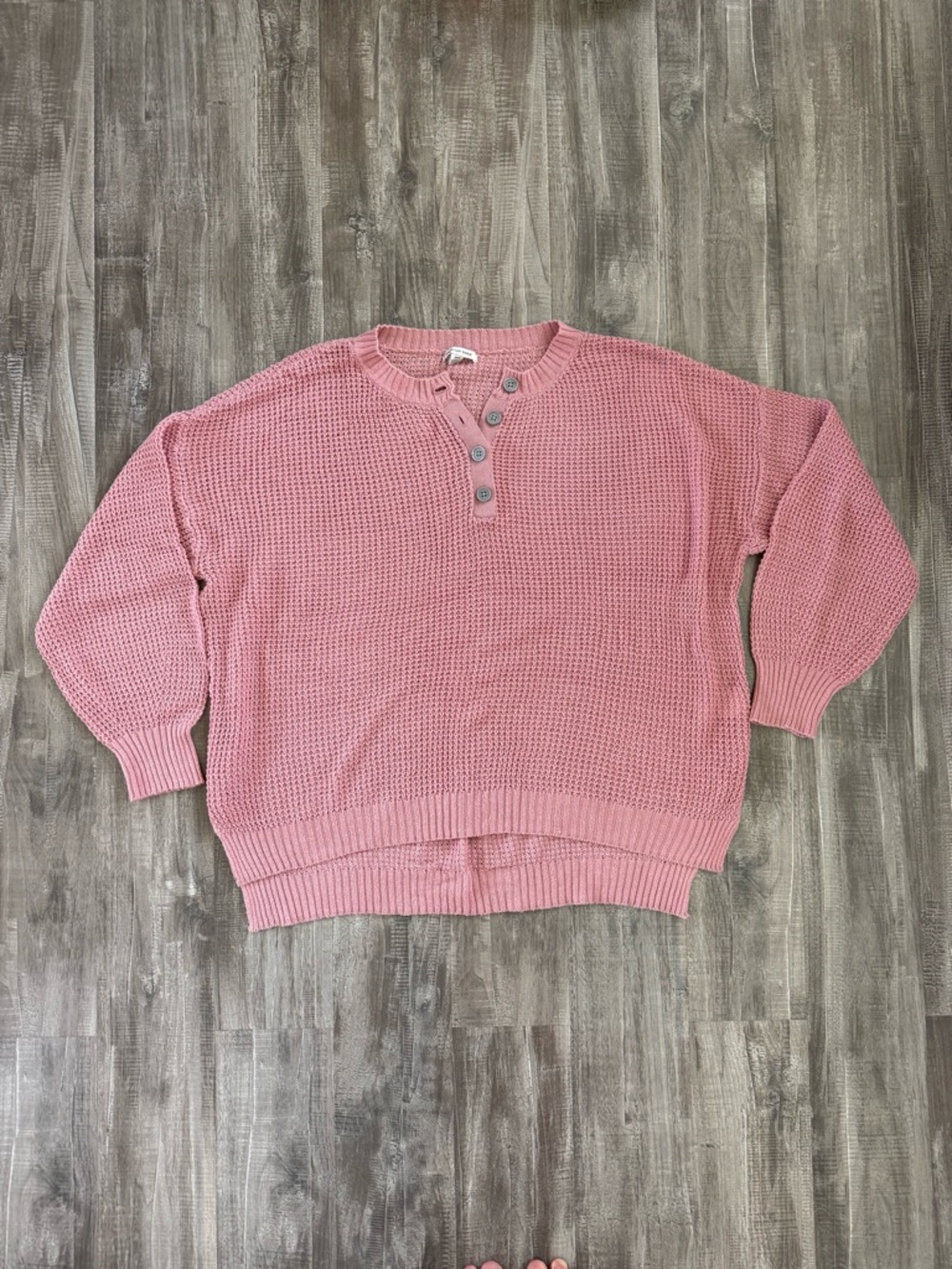 American Eagle Outfitters Dusty Rose Waffle Henley Sweater